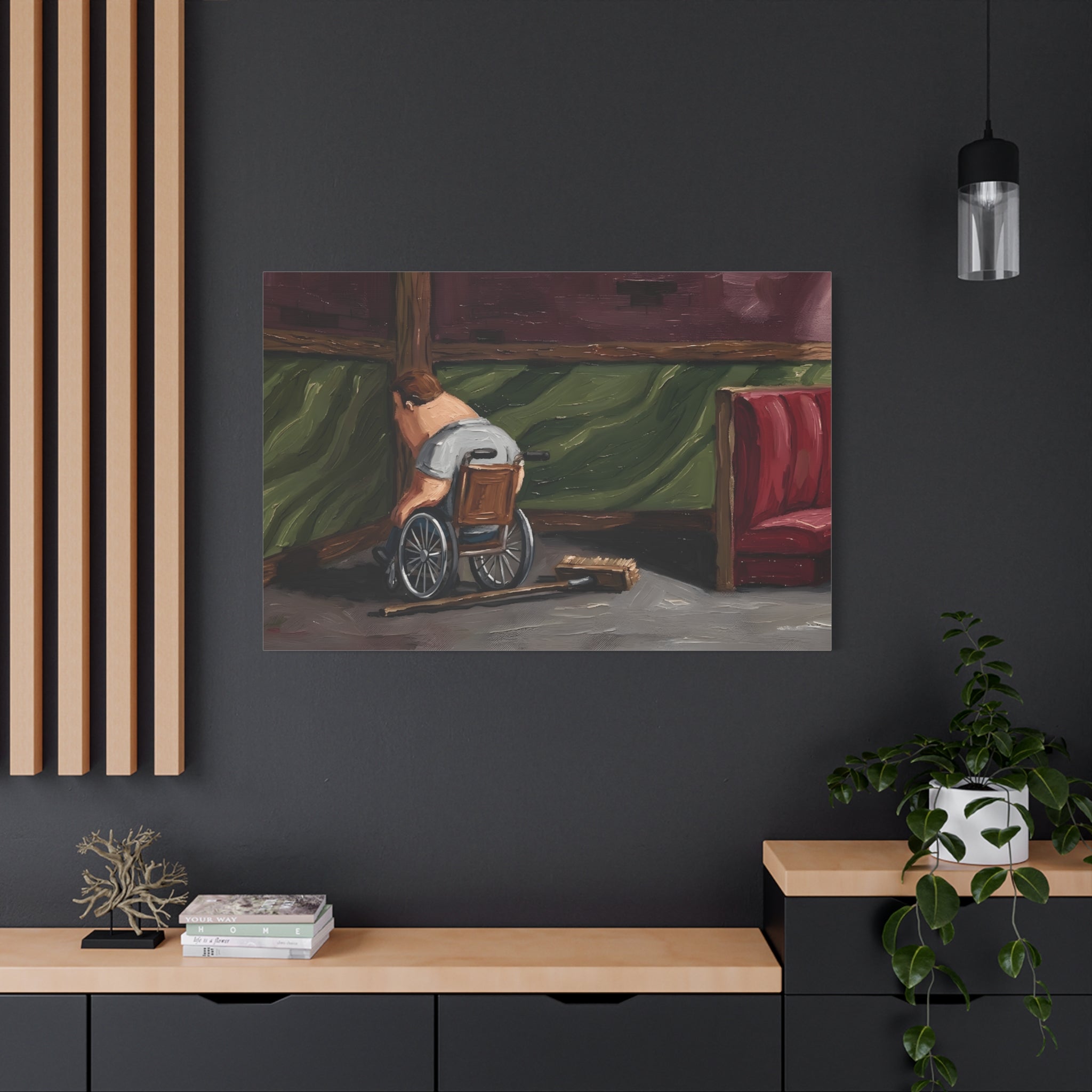 Wheelchair Solitude — Matte Stretched Canvas Wall Art