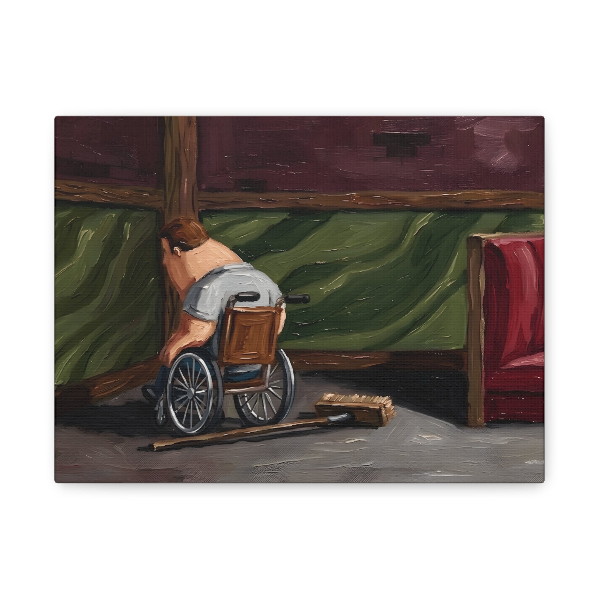 Wheelchair Solitude — Matte Stretched Canvas Wall Art