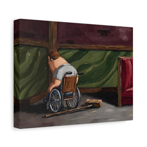 Wheelchair Solitude — Matte Stretched Canvas Wall Art