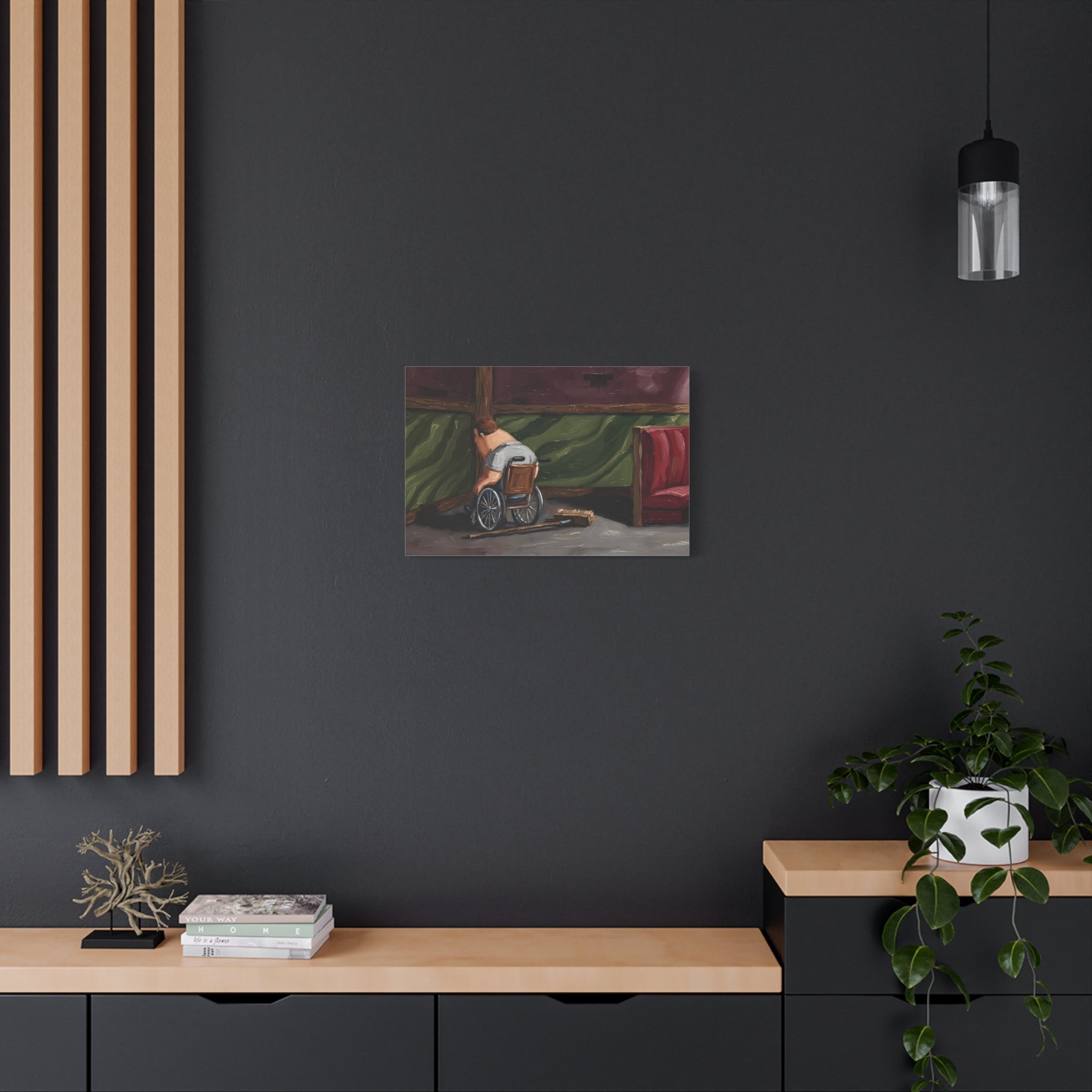 Wheelchair Solitude — Matte Stretched Canvas Wall Art